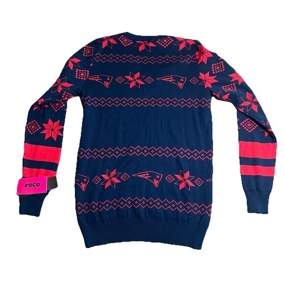 New England Patriots Ugly Christmas Sweater Women's Size Medium V Neck NFL NEW - Picture 2 of 5